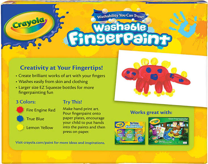 3 Ct 8-oz. Washable Fingerpaint, Bold Colors - Image 2