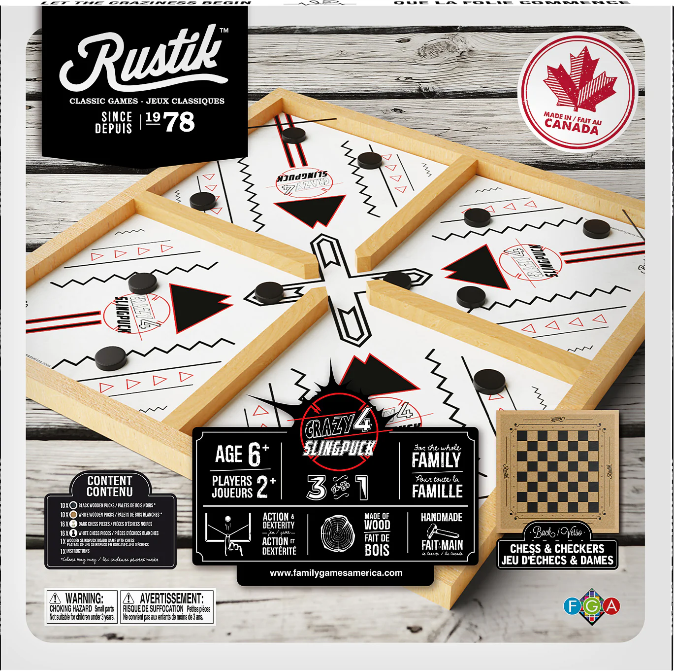 Rustik Crazy 4 Slingpuck 3 in 1 Game Board - Image 3