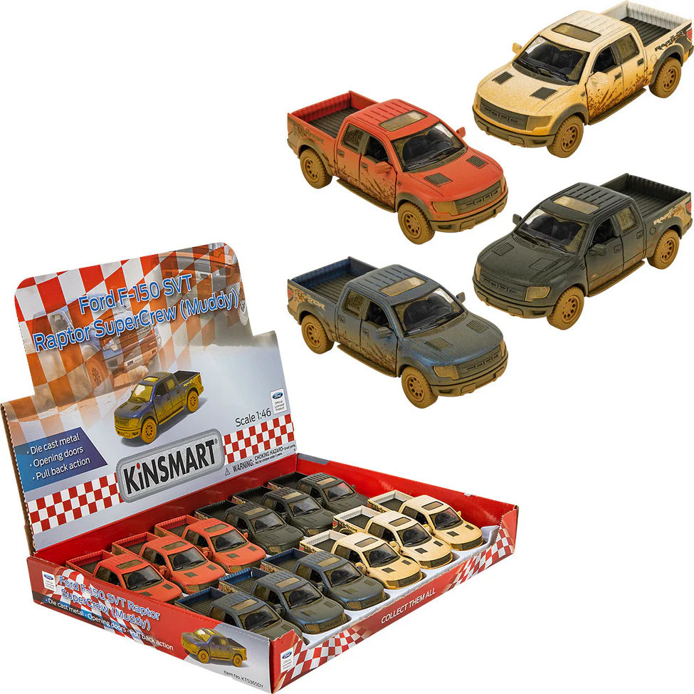 5" Die-cast Ford F-150 Svt Raptor Muddy (Assorted)