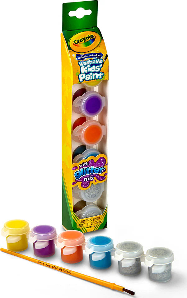 6 Ct Washable Kids' Paint Pots, Glitter Effects - Image 3