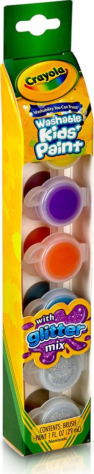 6 Ct Washable Kids' Paint Pots, Glitter Effects - Image 4