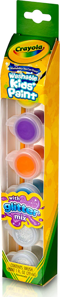 6 Ct Washable Kids' Paint Pots, Glitter Effects - Image 5