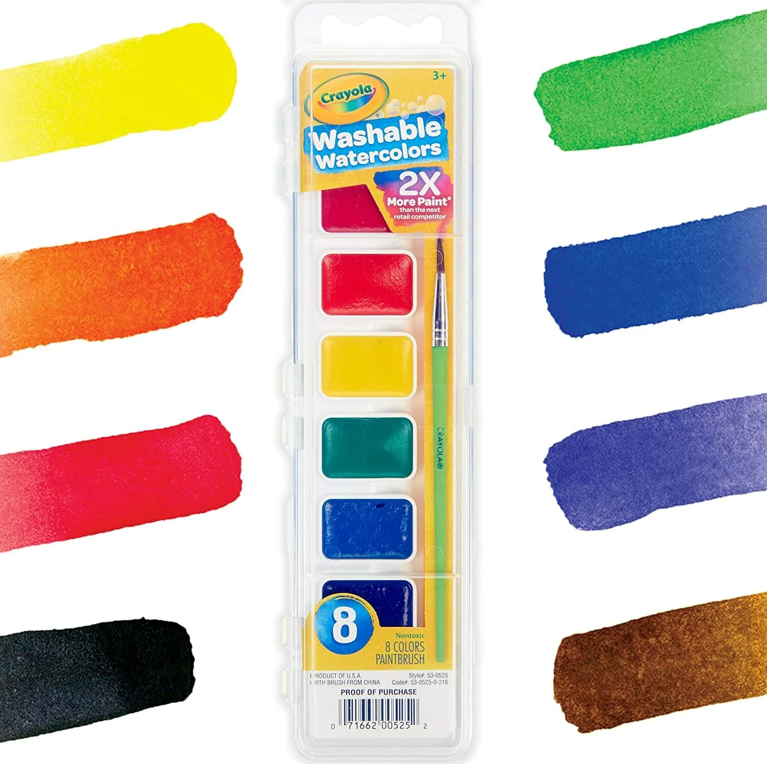 8 Ct Washable Watercolor Pans Set