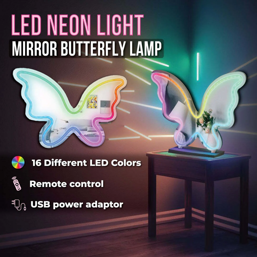 Acrylic frame Desk top/ Wall neon sign-RGB lights & Mirror-Butterfly - Image 2