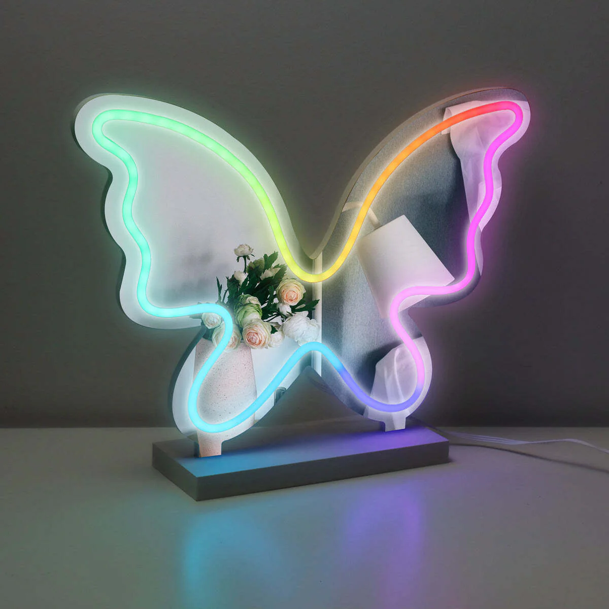 Acrylic frame Desk top/ Wall neon sign-RGB lights & Mirror-Butterfly - Image 3