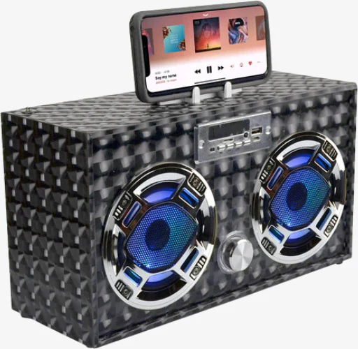 Bluetooth FM Radio W LED Speakers Black Boombox - Image 2
