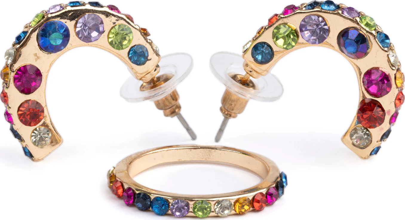 Boutique Chic Rockin' Rhinestone Earrings and Ring Set (Small) - Image 3
