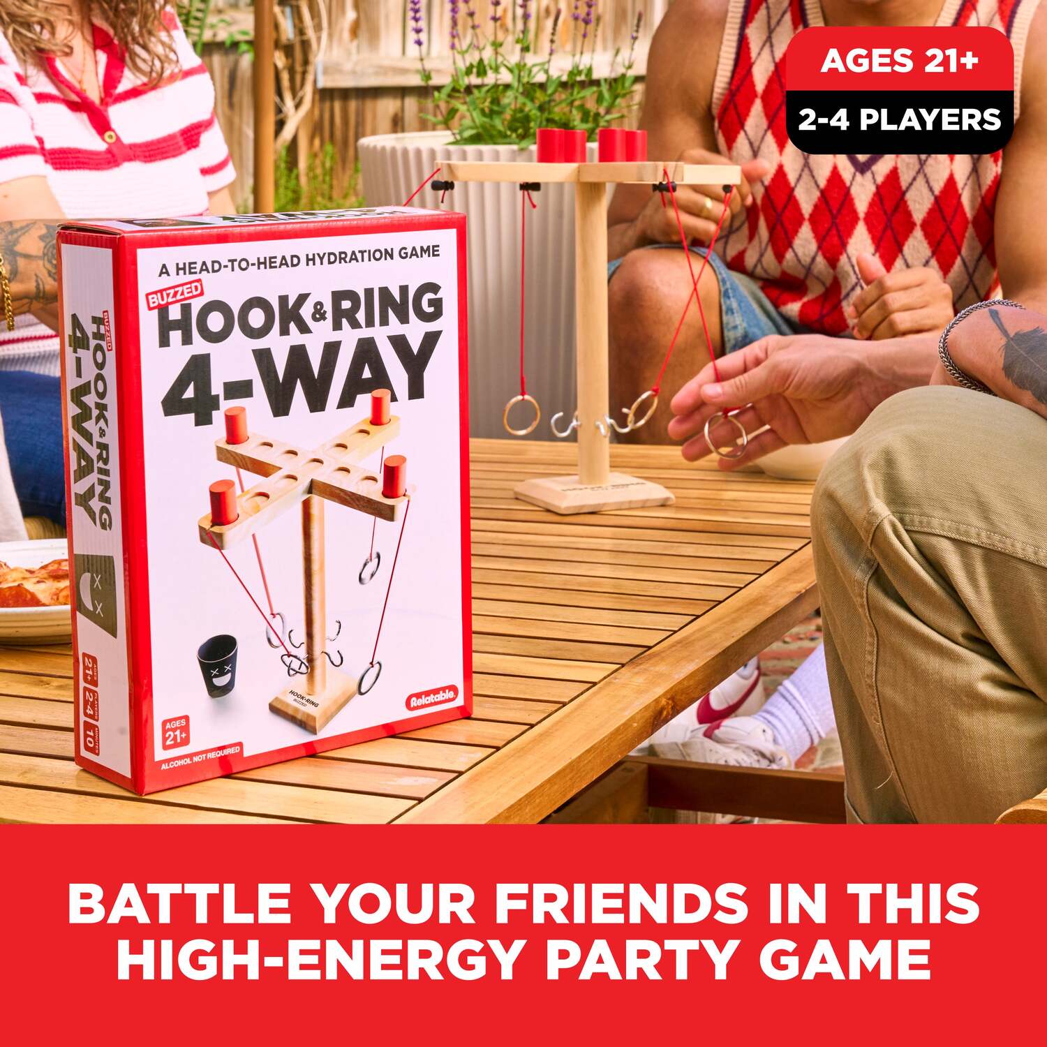 Buzzed 4-Way Hook & Ring Drinking Game - The Ring Toss to Rule All - Image 3