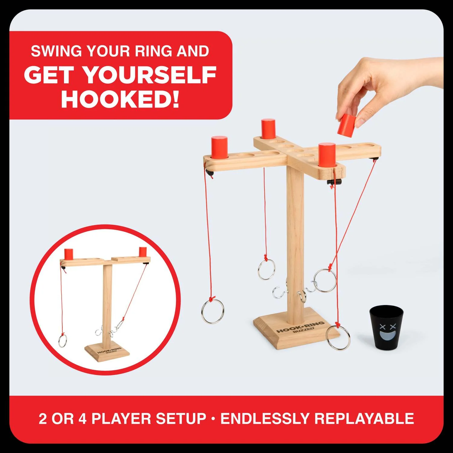 Buzzed 4-Way Hook & Ring Drinking Game - The Ring Toss to Rule All - Image 4