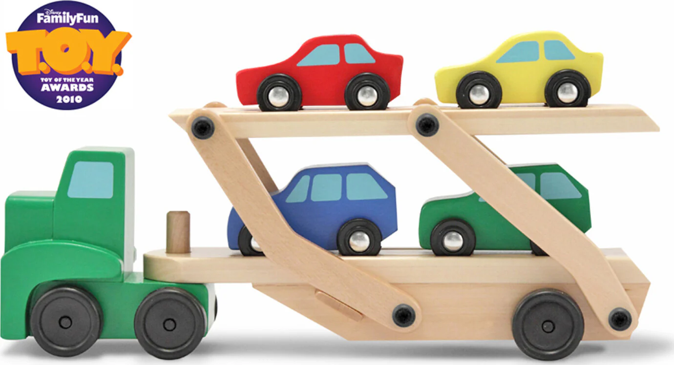 Car Carrier Truck & Cars Wooden Toy Set - Image 2
