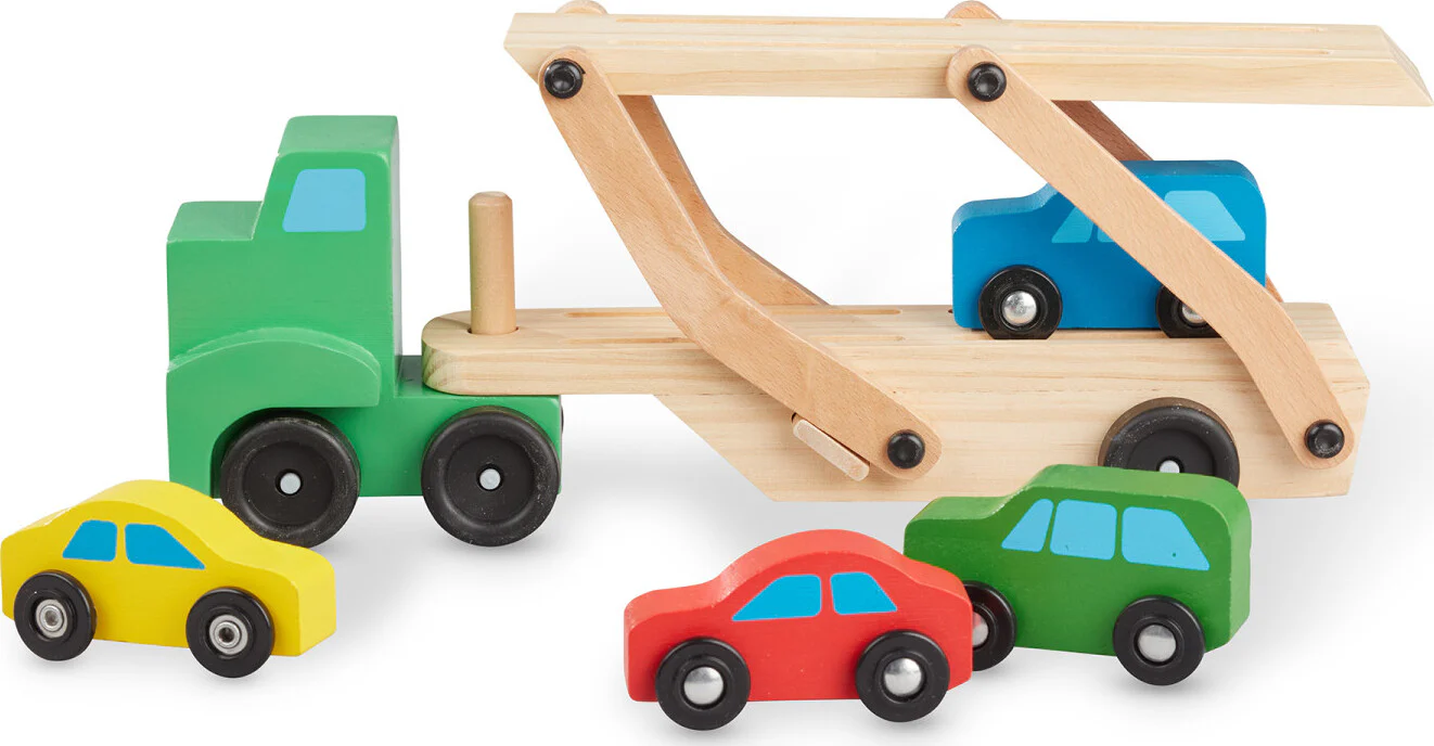 Car Carrier Truck & Cars Wooden Toy Set - Image 3