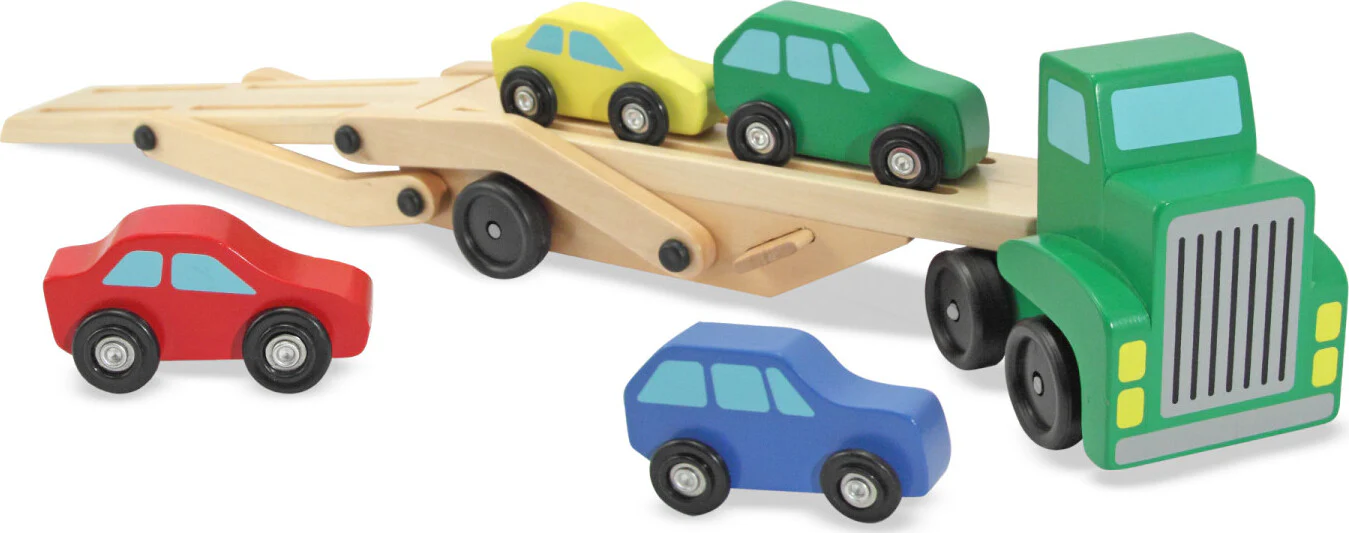 Car Carrier Truck & Cars Wooden Toy Set - Image 4