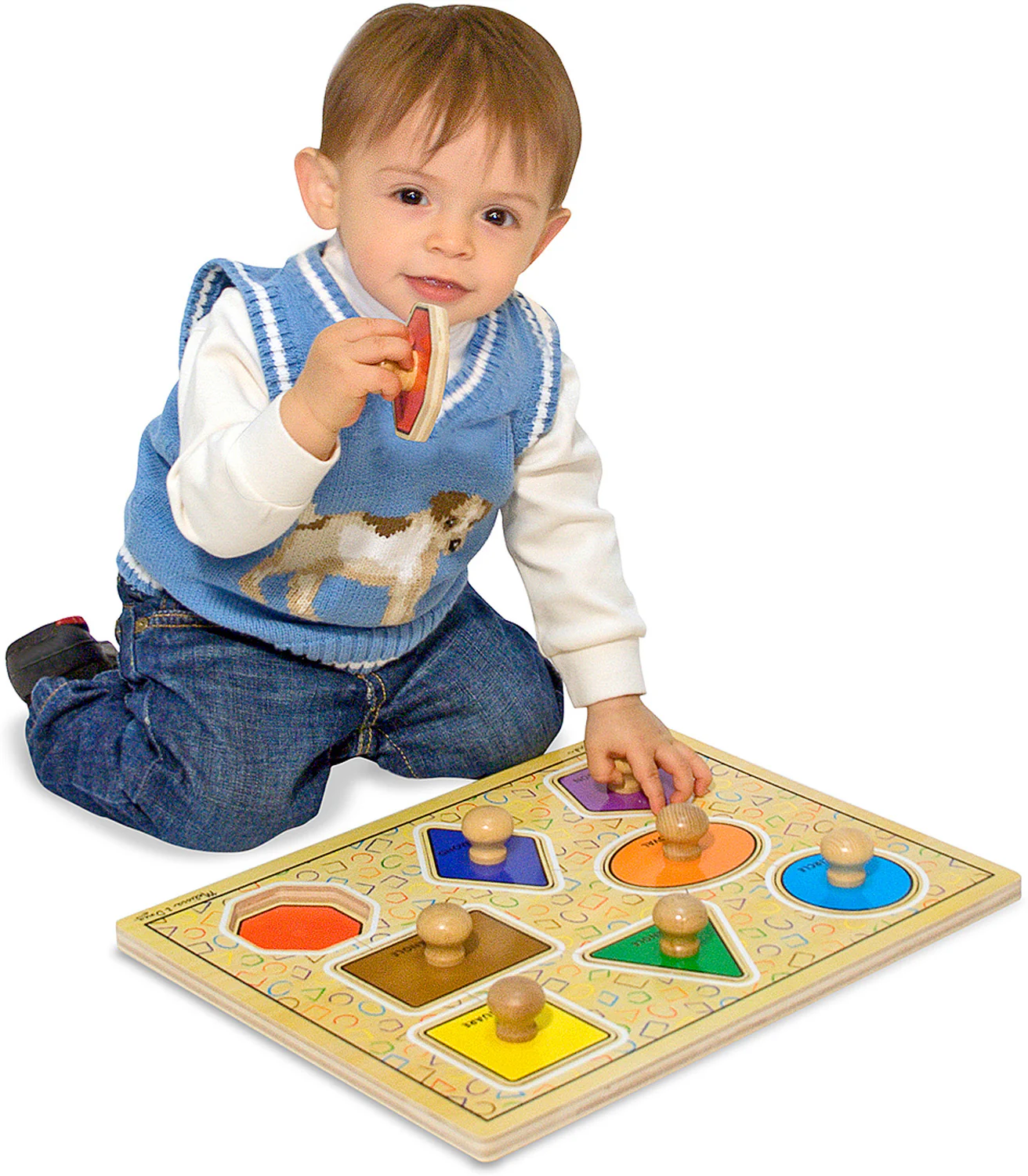 Deluxe Jumbo Knob Wooden Puzzle - Geometric Shapes (8 pcs) - Image 3