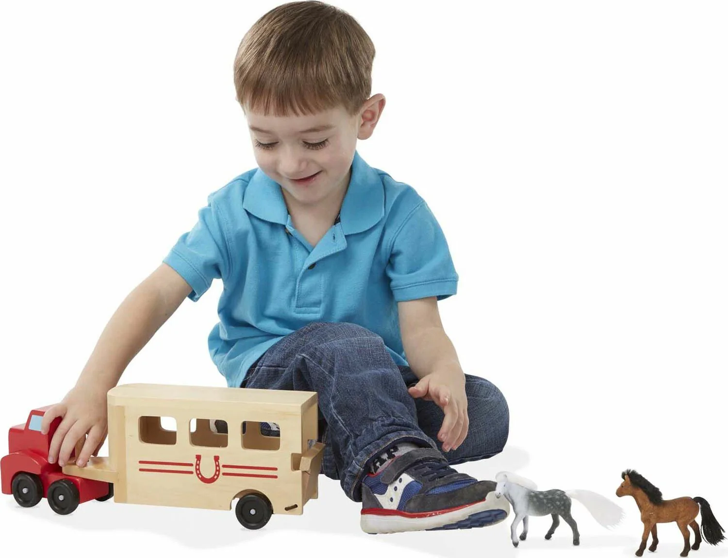 Horse Carrier Wooden Vehicles Play Set - Image 4