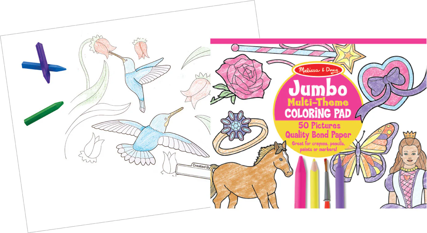 Jumbo 50-Page Kids' Coloring Pad - Horses, Hearts, Flowers, and More - Image 4