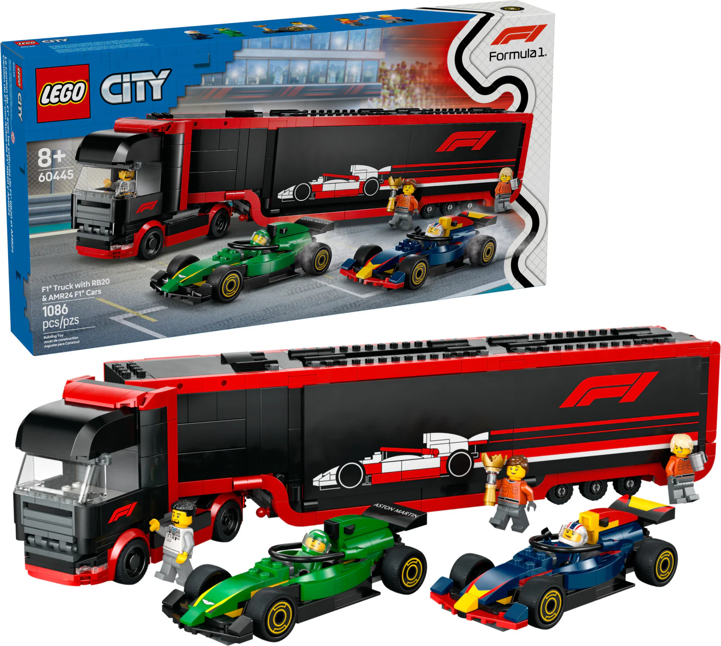 LEGO® City Formula 1: F1® Truck with RB20 & AMR24 F1® Cars 60445