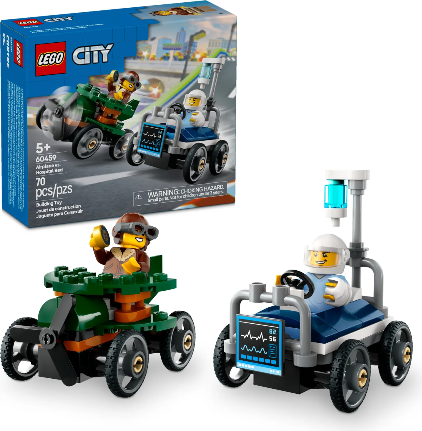 LEGO® City Great Vehicles: Airplane vs. Hospital Bed Race Car Pack 60459