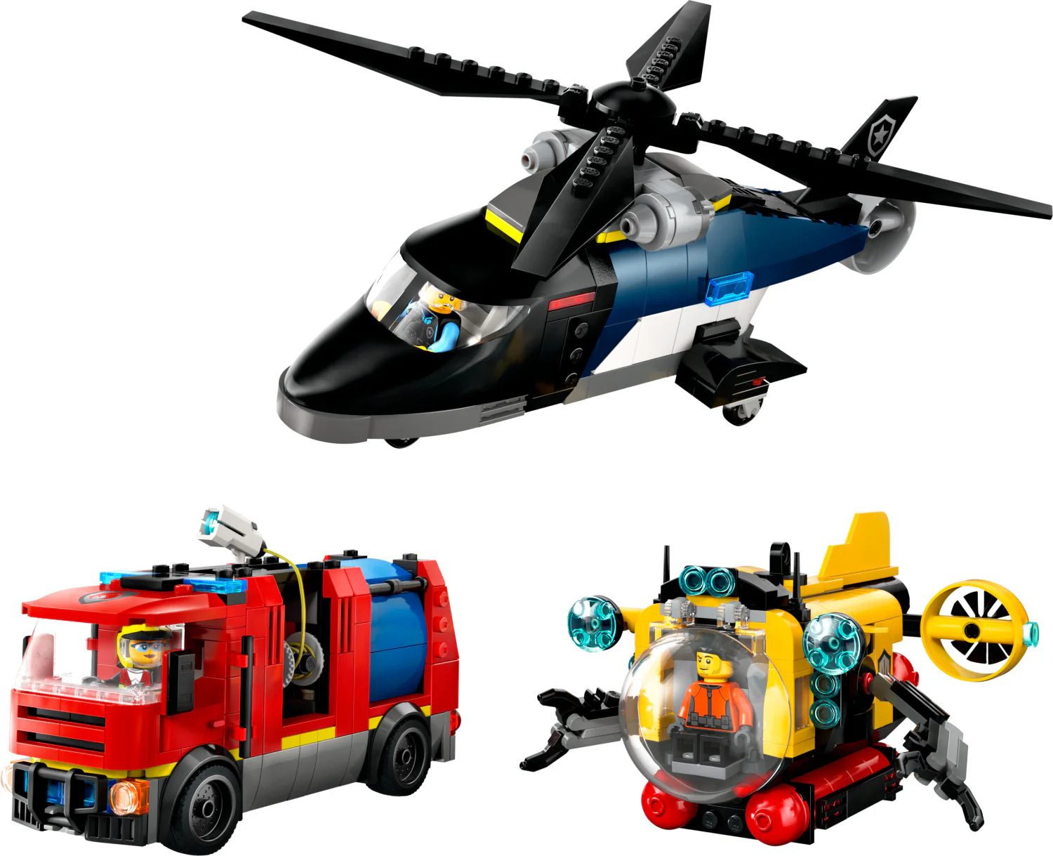 LEGO® City Great Vehicles: Helicopter, Fire Truck & Submarine Remix 60462 - Image 2