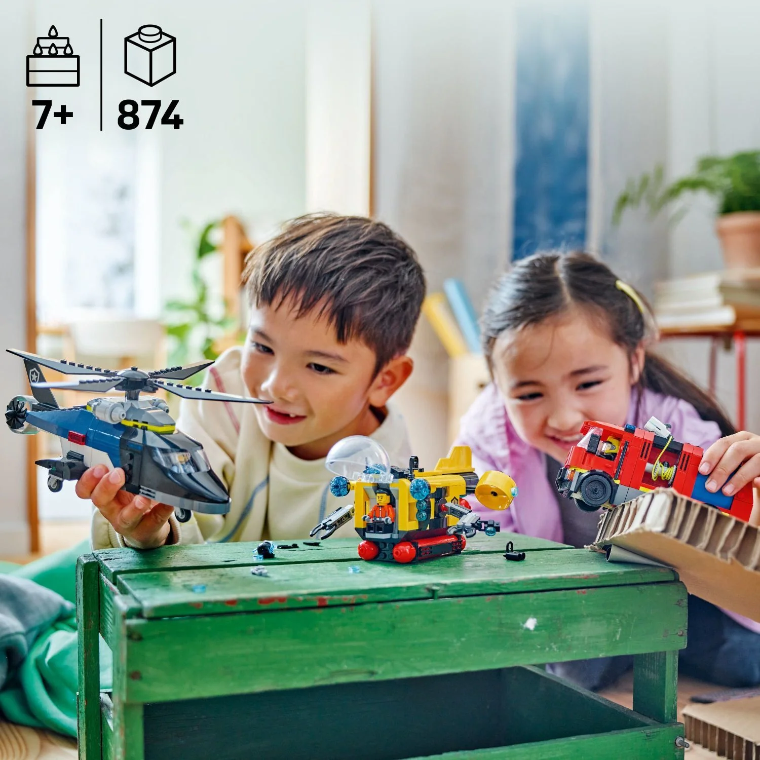 LEGO® City Great Vehicles: Helicopter, Fire Truck & Submarine Remix 60462 - Image 3