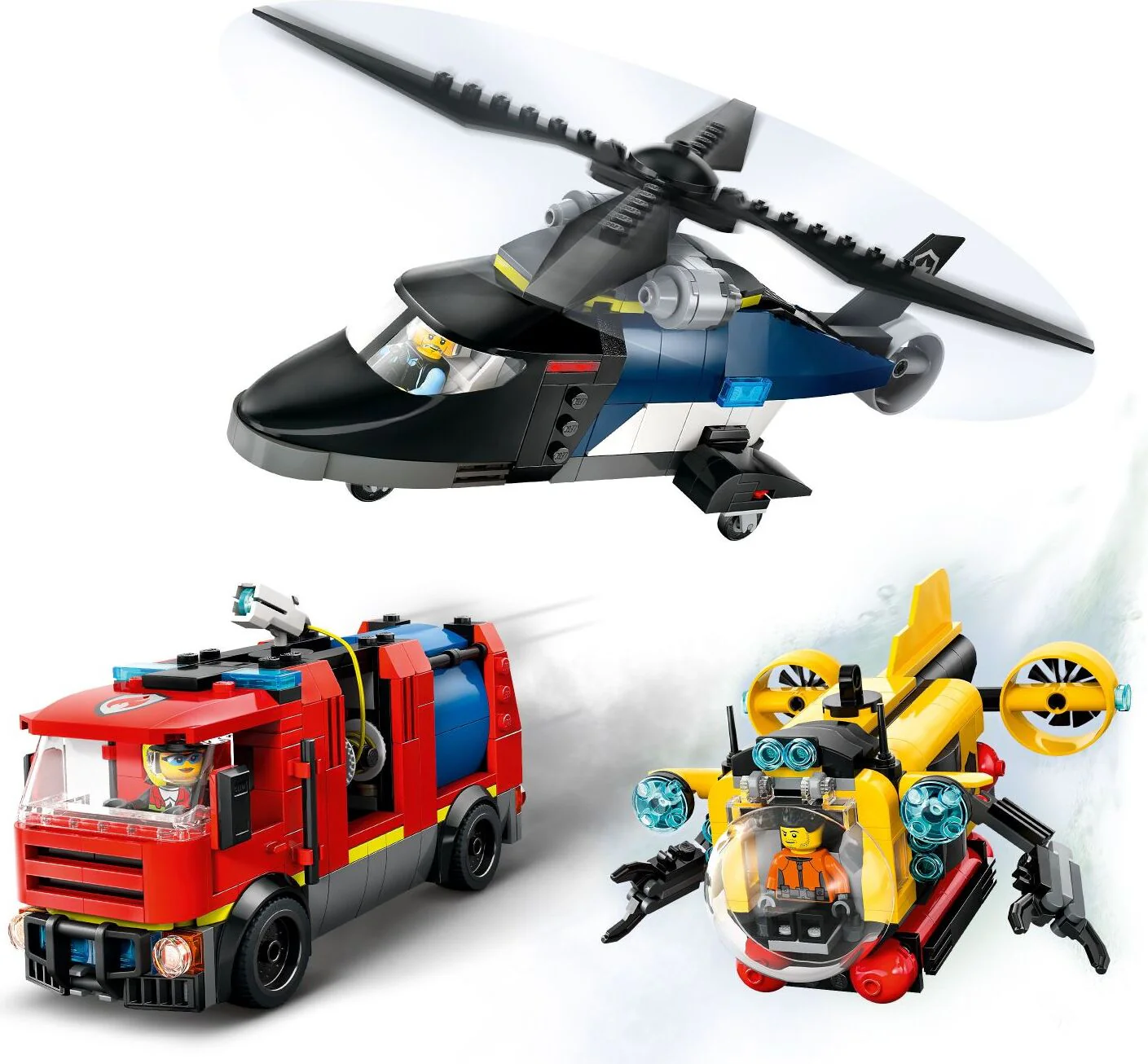 LEGO® City Great Vehicles: Helicopter, Fire Truck & Submarine Remix 60462 - Image 4