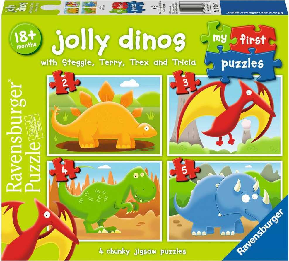 My First Puzzles: Jolly Dinos (2, 3, 4, 5 Piece Puzzles)