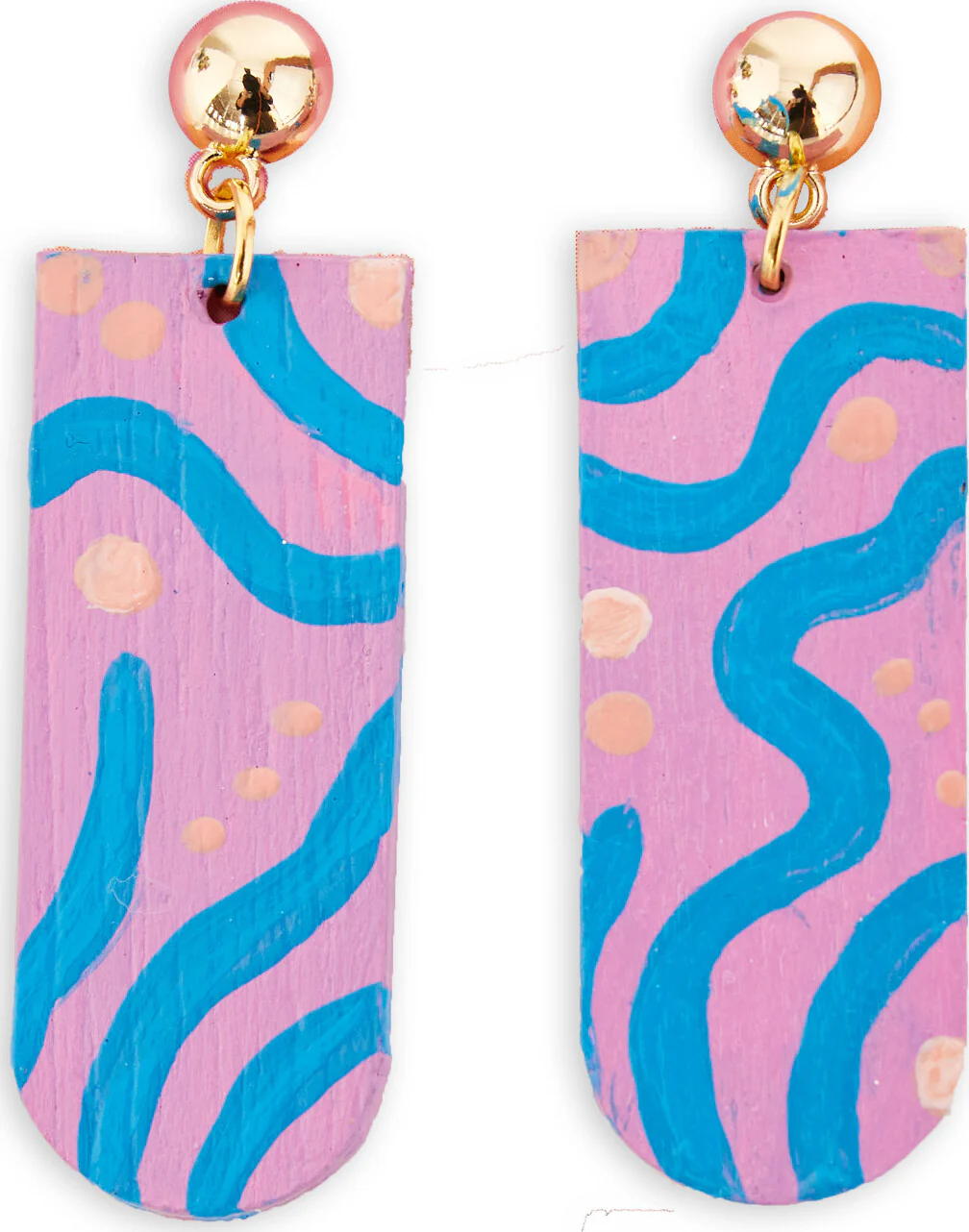 Painted Wood Earrings - Image 3