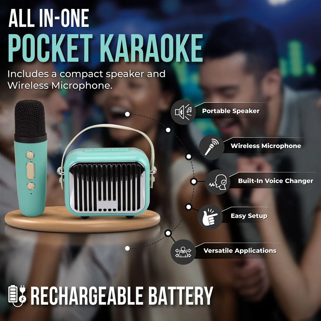 Pocket Karaoke Speaker and Microphone Combo - Teal Edition - Image 4