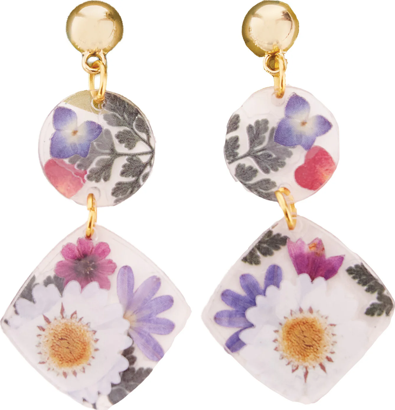 Pressed Floral Acrylic Earrings - Image 4