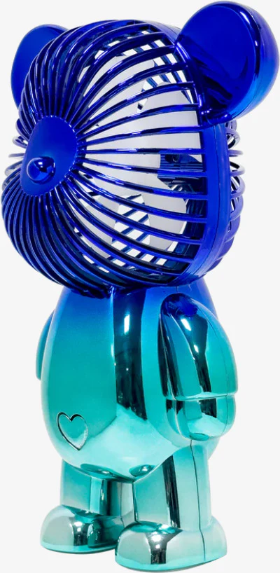 Rechargeable Bear Fan w 3 Speeds-12" Tall- Metallic Blue - Image 2