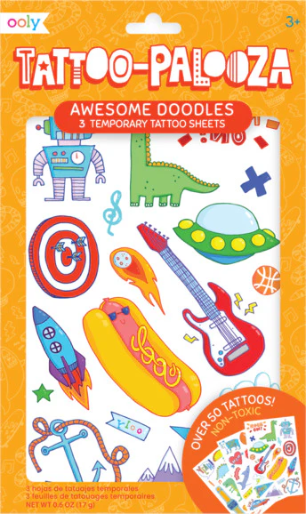 Tattoo-palooza Temporary Tattoos  Awesome Doodles  3 Sheets - Image 2