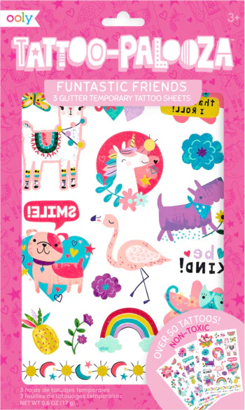 Tattoo-palooza Temporary Tattoos Funtastic Friends 3 Sheets - Image 2