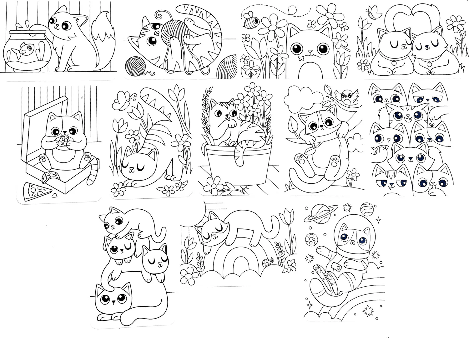 Undercover Art Hidden Pattern Coloring Activity Art Cards - Smitten Kittens - Image 3