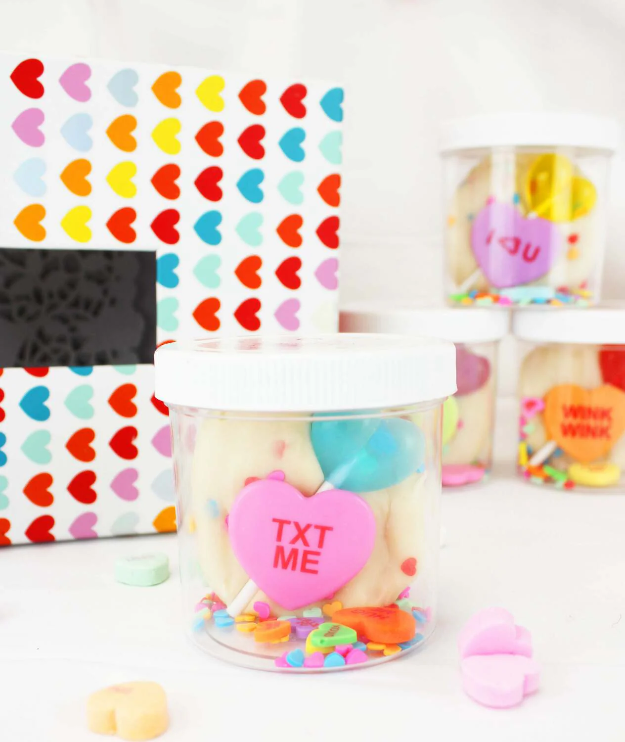 Valentine Candy Hearts Mini Dough to Go Valentines