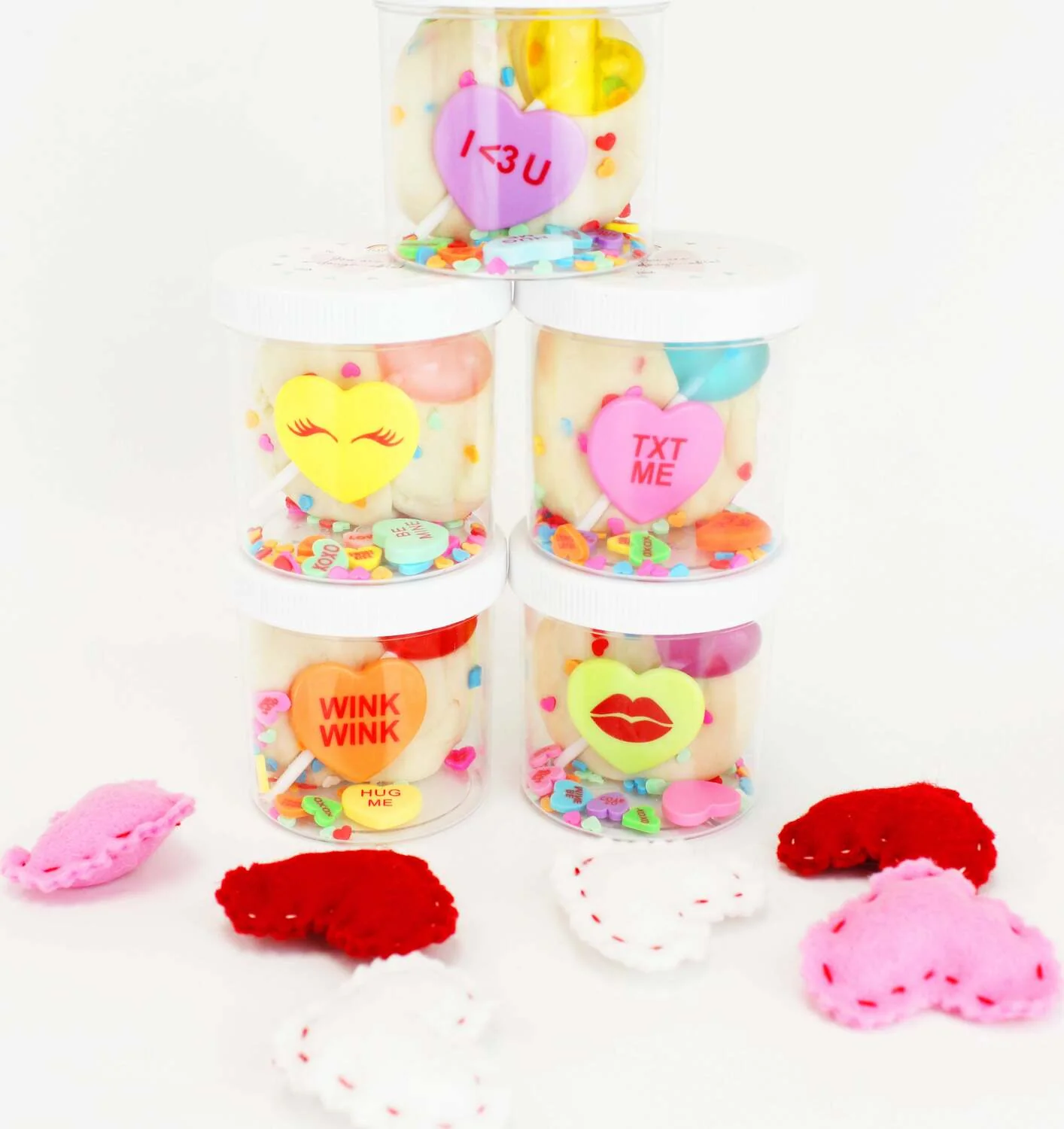 Valentine Candy Hearts Mini Dough to Go Valentines - Image 2